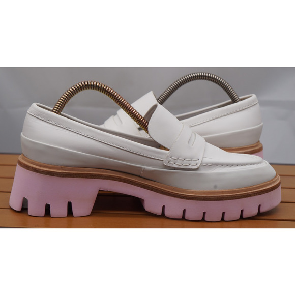 Anthropologie Oncept Heeled Loafers White & Pink Womens US 7 Boho Hipster - Picture 11 of 16